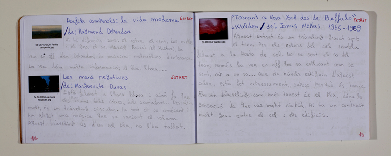 Notebook of Cinema en curs from 11-12 year-old students from Escola de Bordils (Barcelona). The 